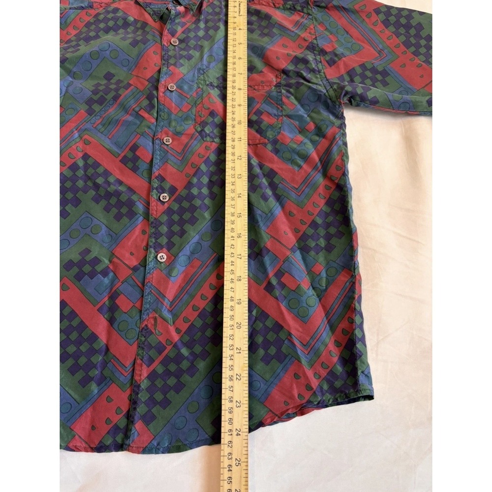 Vtg Fenn Wright Manson Silk Blouse S Geometric Jewel Tone Whimsigoth Abstract - Picture 9 of 9
